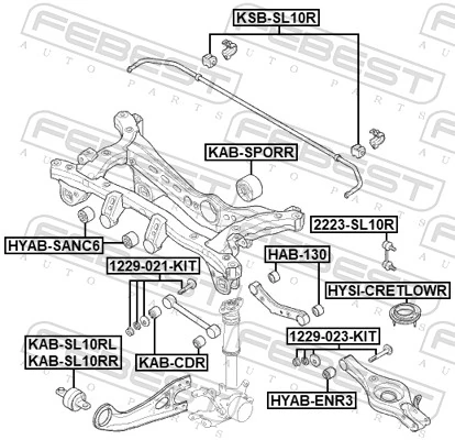 Mounting, stabiliser bar KSB-SL10R