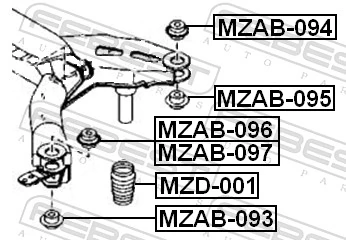 FEBEST MZAB-096 Bushing, axle beam