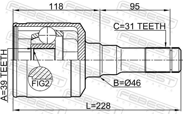 FEBEST 2111-F150LH Joint Kit, drive shaft