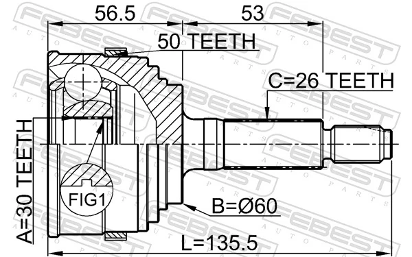 FEBEST 0310-055A50 Joint Kit, drive shaft