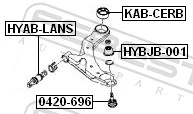 Mounting, control/trailing arm KAB-CERB
