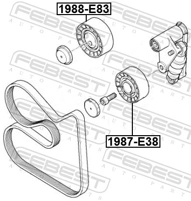 FEBEST 1988-E83 Deflection/Guide Pulley, V-ribbed belt