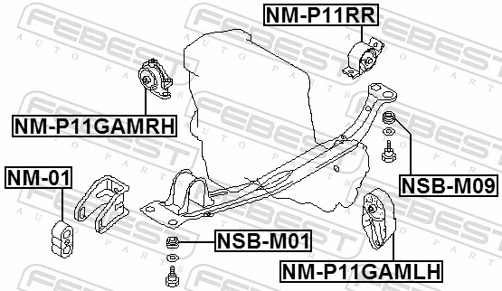 Mounting, engine NM-P11GAMRH