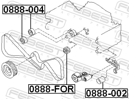 Deflection Pulley/Guide Pulley, timing belt 0888-FOR
