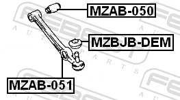 Mounting, control/trailing arm MZAB-051