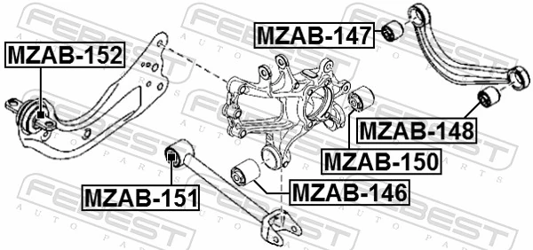 Mounting, control/trailing arm MZAB-151