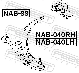 Mounting, control/trailing arm NAB-040LH