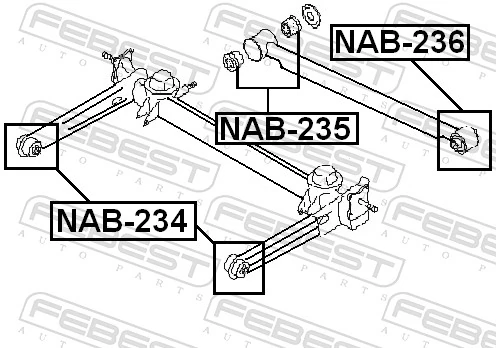 FEBEST NAB-235 Mounting, control/trailing arm