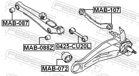 Mounting, control/trailing arm MAB-107