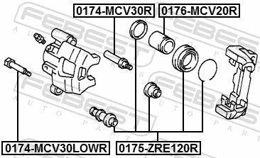 Guide Bolt, brake caliper 0174-MCV30LOWR