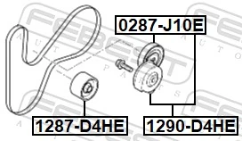 FEBEST 1287-D4HE Deflection/Guide Pulley, V-ribbed belt