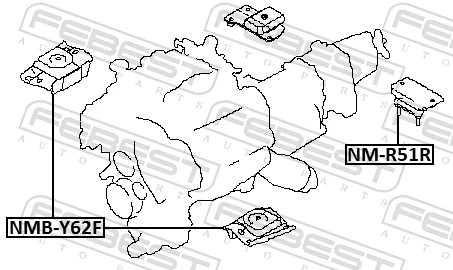 FEBEST NMB-Y62F Mounting, engine