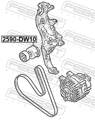 Belt Tensioner, V-ribbed belt 2590-DW10