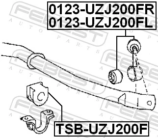 FEBEST TSB-UZJ200F Mounting, stabiliser bar