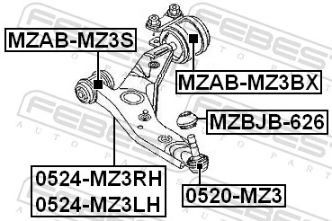 Mounting, control/trailing arm MZAB-MZ3BX