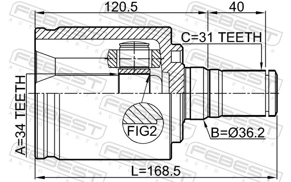 FEBEST 1411-KOR6ATLH Joint Kit, drive shaft
