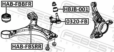 FEBEST HAB-FBSRR Mounting, control/trailing arm