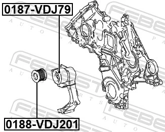 FEBEST 0187-VDJ79 Tensioner Pulley, V-ribbed belt