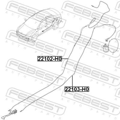 FEBEST 22103-H0 Cable Pull, fuel filler cap/flap unit