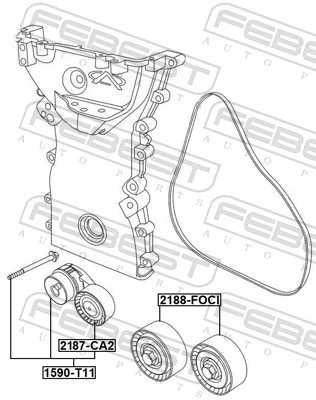 FEBEST 1590-T11 Belt Tensioner, V-ribbed belt