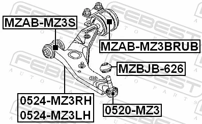 Mounting, control/trailing arm MZAB-MZ3BRUB