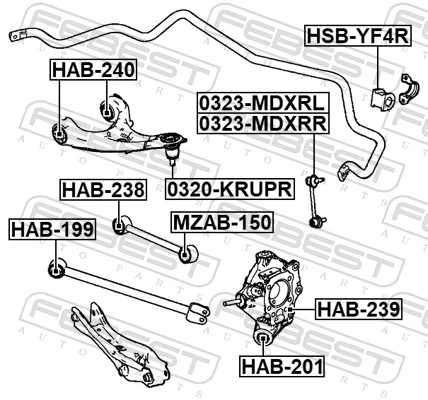 FEBEST HAB-240 Mounting, control/trailing arm