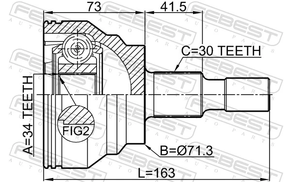 FEBEST 1610-164R Joint Kit, drive shaft