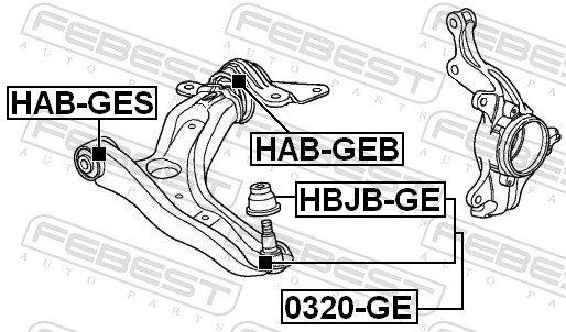 Mounting, control/trailing arm HAB-GES