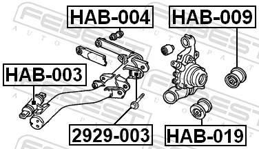 Mounting, control/trailing arm HAB-003
