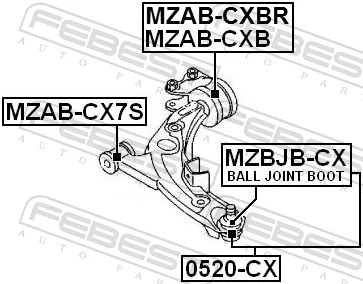 FEBEST MZAB-CX7S Mounting, control/trailing arm