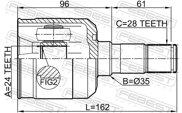 FEBEST 0511-M323FLH Joint Kit, drive shaft