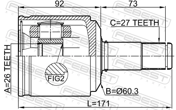 FEBEST 1411-KORATLH Joint Kit, drive shaft