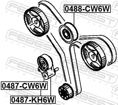 FEBEST 0487-CW6W Tensioner Pulley, timing belt