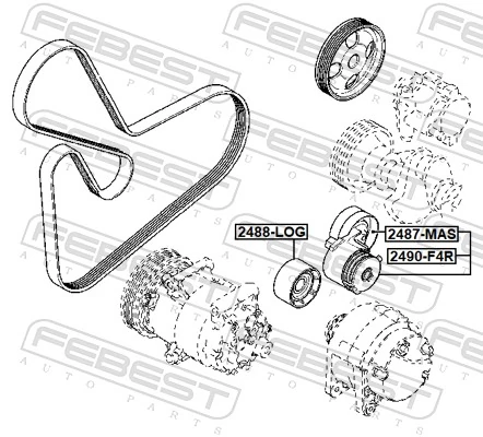 Belt Tensioner, V-ribbed belt 2490-F4R