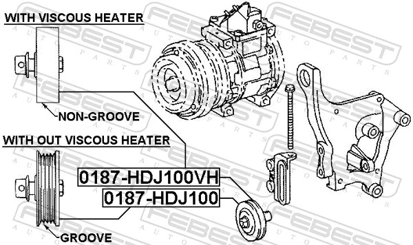 FEBEST 0187-HDJ100 Tensioner Pulley, V-ribbed belt
