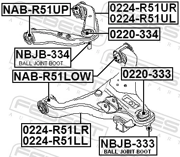 Control/Trailing Arm, wheel suspension 0224-R51LR