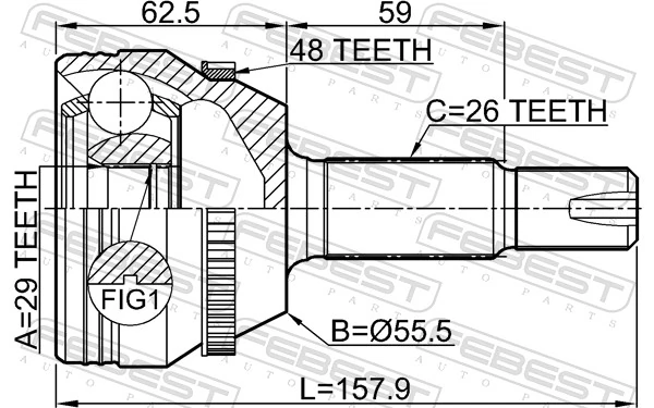 FEBEST 0110-ZZE132A48 Joint Kit, drive shaft