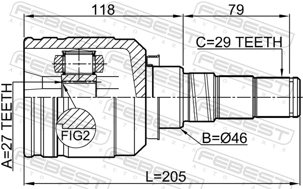 FEBEST 0211-CA33LH Joint Kit, drive shaft
