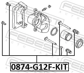 Guide Bolt, brake caliper 0874-G12F-KIT