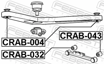 Mounting, control/trailing arm CRAB-004