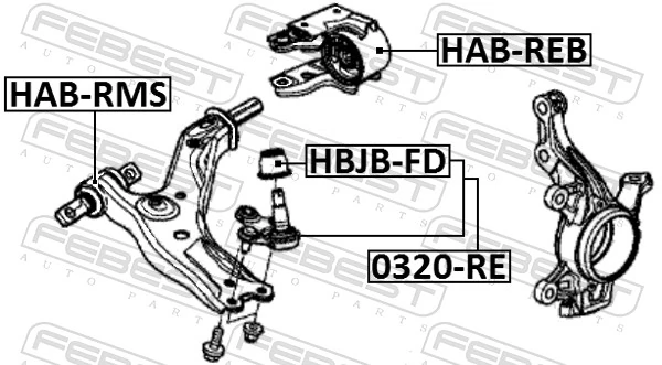 Mounting, control/trailing arm HAB-RMS