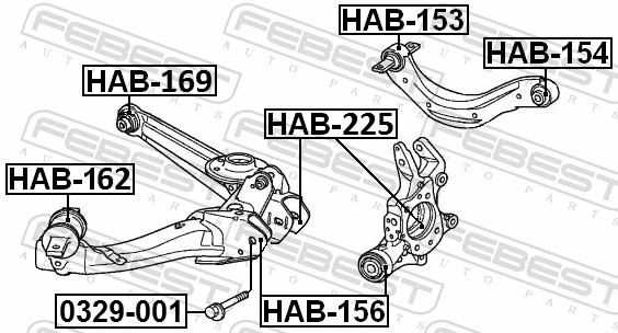 FEBEST HAB-225 Mounting, control/trailing arm