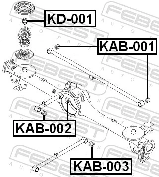Mounting, control/trailing arm KAB-003