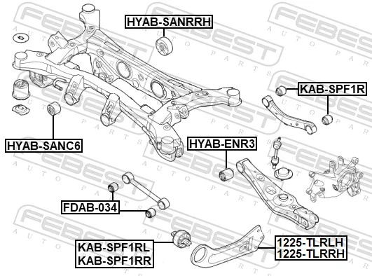Mounting, control/trailing arm KAB-SPF1RL