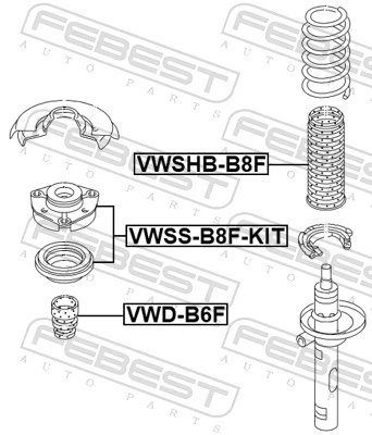 FEBEST VWSS-B8F-KIT Suspension Strut Support Mount