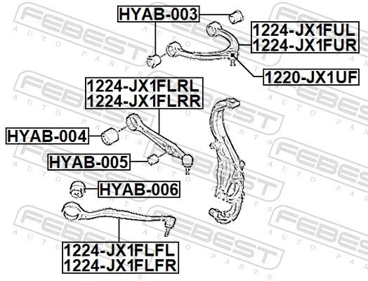FEBEST 1224-JX1FUL Control/Trailing Arm, wheel suspension