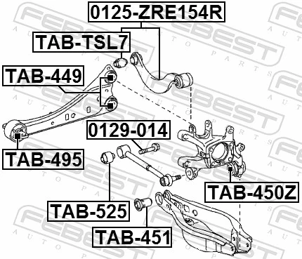Mounting, control/trailing arm TAB-525