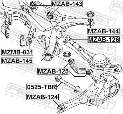 FEBEST MZAB-126 Mounting, control/trailing arm
