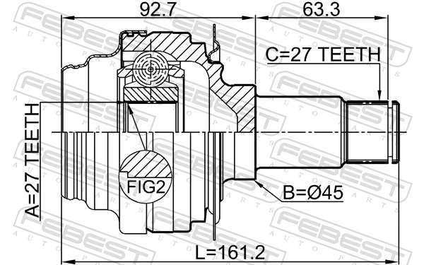 FEBEST 1611-212R Joint Kit, drive shaft