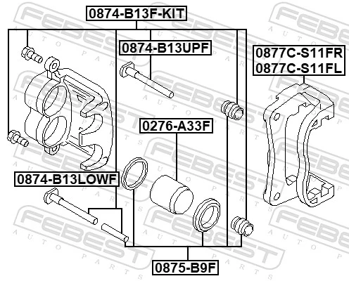 Guide Sleeve Kit, brake caliper 0874-B13F-KIT